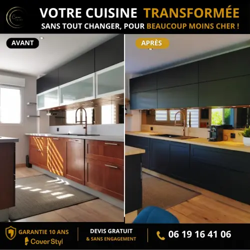 avant apres covering cuisine noir bois